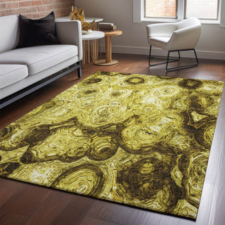 Piper Looms Mayfield Circles AMF579 Gold Machine Washable Area Rug Lifestyle Image Feature