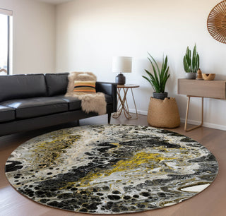 Piper Looms Mayfield Abstract AMF58 Midnight Machine Washable Area Rug Round Lifestyle Image Feature