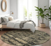 Piper Looms Mayfield Moroccan AMF580 Black Machine Washable Area Rug Round Lifestyle Image Feature