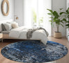 Piper Looms Mayfield Squares AMF581 Blue Machine Washable Area Rug Round Lifestyle Image Feature