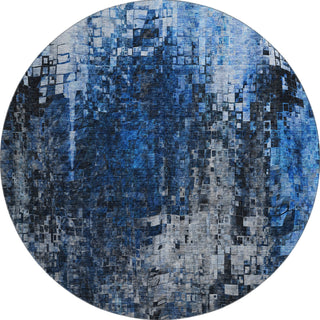 Piper Looms Mayfield Squares AMF581 Blue Machine Washable Area Rug Round Main Image