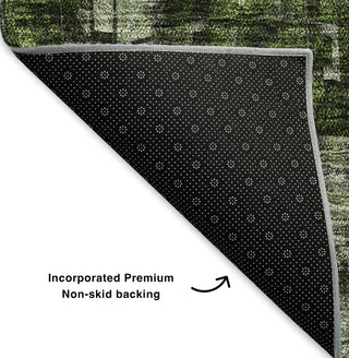 Piper Looms Mayfield Squares AMF581 Green Machine Washable Area Rug Backing Image