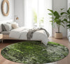 Piper Looms Mayfield Squares AMF581 Green Machine Washable Area Rug Round Lifestyle Image Feature