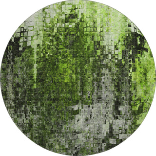 Piper Looms Mayfield Squares AMF581 Green Machine Washable Area Rug Round Main Image