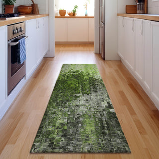 Piper Looms Mayfield Squares AMF581 Green Machine Washable Area Rug Runner Lifestyle Image Feature