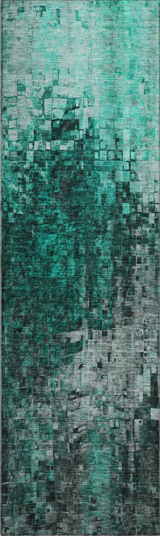 Piper Looms Mayfield Squares AMF581 Teal Machine Washable Area Rug Runner Main Image