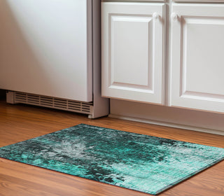 Piper Looms Mayfield Squares AMF581 Teal Machine Washable Area Rug Scatter Lifestyle Image Feature