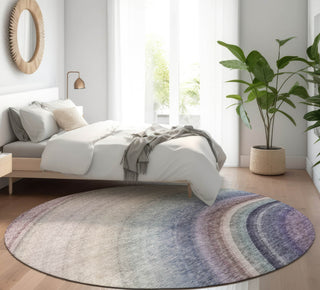 Piper Looms Mayfield Waves AMF584 Beige Machine Washable Area Rug Round Lifestyle Image Feature
