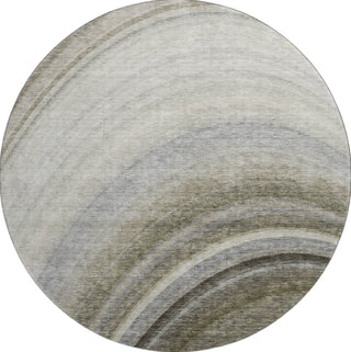 Piper Looms Mayfield Waves AMF584 Taupe Machine Washable Area Rug Round Main Image