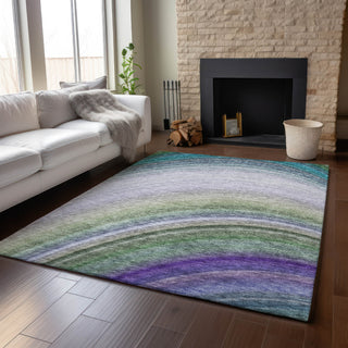 Piper Looms Mayfield Waves AMF584 Teal Machine Washable Area Rug Lifestyle Image Feature