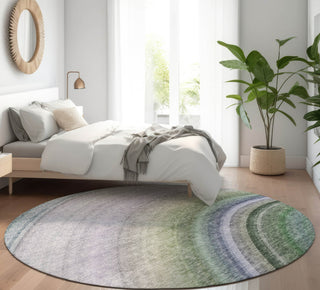 Piper Looms Mayfield Waves AMF584 Teal Machine Washable Area Rug Round Lifestyle Image Feature