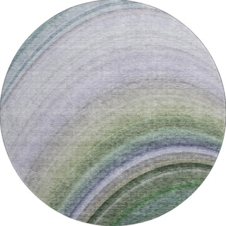 Piper Looms Mayfield Waves AMF584 Teal Machine Washable Area Rug Round Main Image