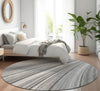 Piper Looms Mayfield Waves AMF585 Gray Machine Washable Area Rug Round Lifestyle Image Feature