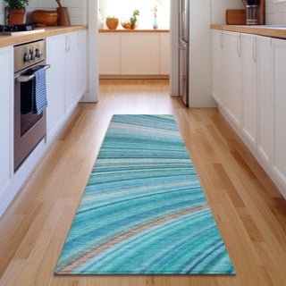 Piper Looms Mayfield Waves AMF585 Teal Machine Washable Area Rug Runner Lifestyle Image Feature