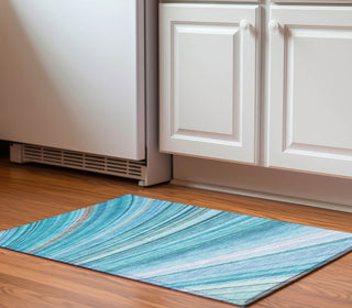 Piper Looms Mayfield Waves AMF585 Teal Machine Washable Area Rug Scatter Lifestyle Image Feature