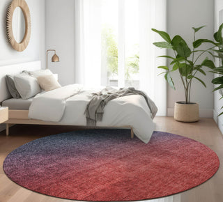 Piper Looms Mayfield Ombre AMF587 Navy Machine Washable Area Rug Round Lifestyle Image Feature