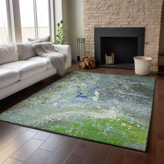 Piper Looms Mayfield Abstract AMF588 Green Machine Washable Area Rug Lifestyle Image Feature