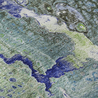 Piper Looms Mayfield Abstract AMF588 Green Machine Washable Area Rug Swatch Image
