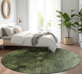 Piper Looms Mayfield Modern AMF590 Green Machine Washable Area Rug Round Lifestyle Image Feature