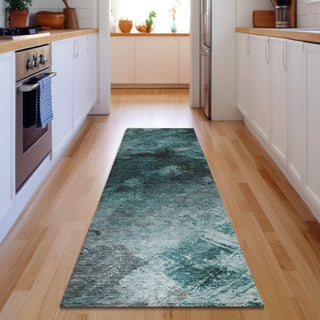 Piper Looms Mayfield Modern AMF590 Teal Machine Washable Area Rug Runner Lifestyle Image Feature