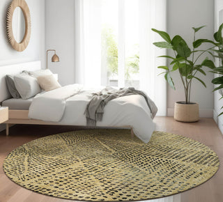 Piper Looms Mayfield Diamond AMF591 Gold Machine Washable Area Rug Round Lifestyle Image Feature