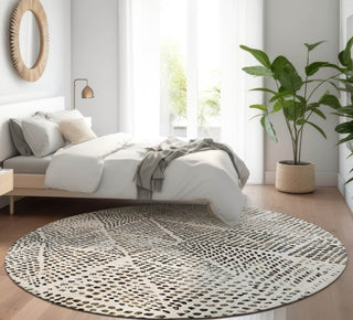 Piper Looms Mayfield Diamond AMF591 Ivory Machine Washable Area Rug Round Lifestyle Image Feature