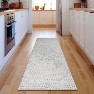 Piper Looms Mayfield Diamond AMF591 Silver Machine Washable Area Rug Runner Lifestyle Image Feature
