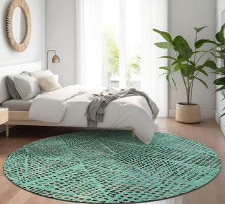 Piper Looms Mayfield Diamond AMF591 Teal Machine Washable Area Rug Round Lifestyle Image Feature
