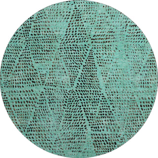 Piper Looms Mayfield Diamond AMF591 Teal Machine Washable Area Rug Round Main Image