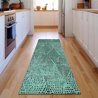 Piper Looms Mayfield Diamond AMF591 Teal Machine Washable Area Rug Runner Lifestyle Image Feature