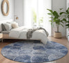 Piper Looms Mayfield Modern AMF594 Blue Machine Washable Area Rug Round Lifestyle Image Feature