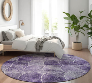Piper Looms Mayfield Modern AMF594 Purple Machine Washable Area Rug Round Lifestyle Image Feature