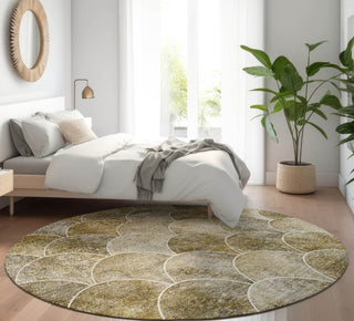 Piper Looms Mayfield Modern AMF594 Taupe Machine Washable Area Rug Round Lifestyle Image Feature