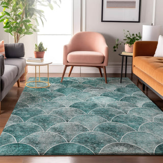 Piper Looms Mayfield Modern AMF594 Teal Machine Washable Area Rug Lifestyle Image Feature