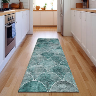 Piper Looms Mayfield Modern AMF594 Teal Machine Washable Area Rug Runner Lifestyle Image Feature