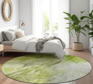 Piper Looms Mayfield Modern AMF595 Aloe Machine Washable Area Rug Round Lifestyle Image Feature