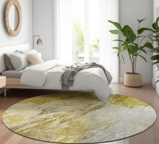 Piper Looms Mayfield Modern AMF595 Gold Machine Washable Area Rug Round Lifestyle Image Feature
