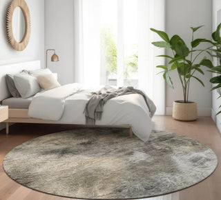 Piper Looms Mayfield Modern AMF596 Beige Machine Washable Area Rug Round Lifestyle Image Feature