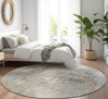 Piper Looms Mayfield Abstract AMF597 Beige Machine Washable Area Rug Round Lifestyle Image Feature