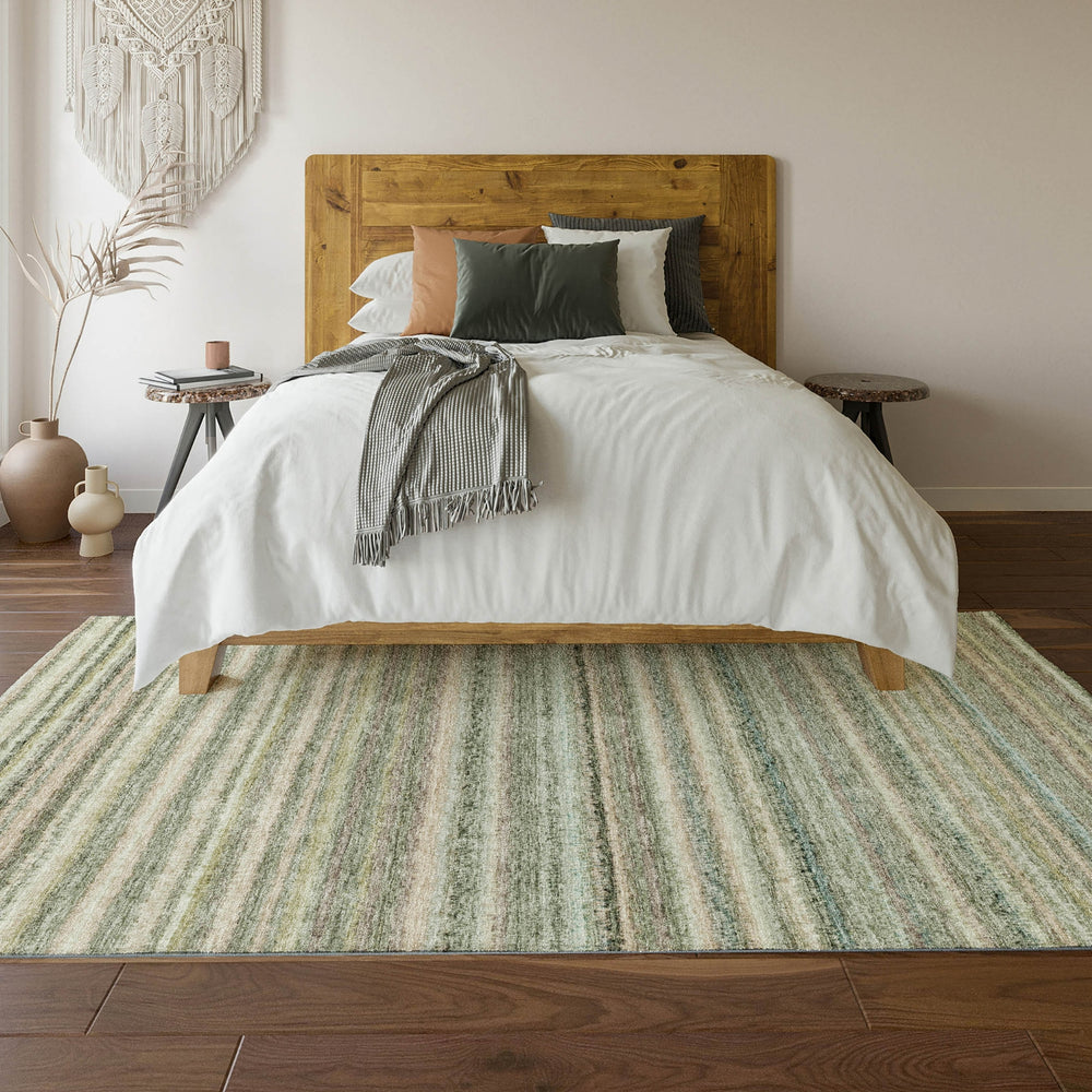 Piper Looms Mayfield Stripes AMF598 Sage Machine Washable Area Rug Lifestyle Image Feature