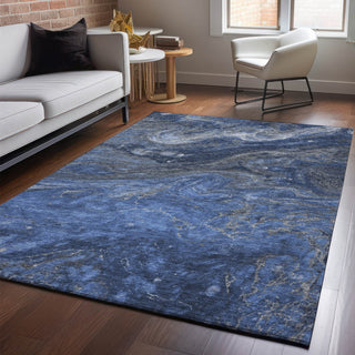 Piper Looms Mayfield Abstract AMF599 Blue Machine Washable Area Rug Lifestyle Image Feature