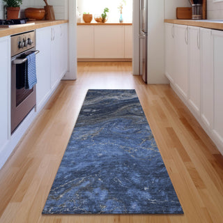 Piper Looms Mayfield Abstract AMF599 Blue Machine Washable Area Rug Runner Lifestyle Image Feature