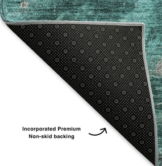 Piper Looms Mayfield Abstract AMF599 Teal Machine Washable Area Rug Backing Image