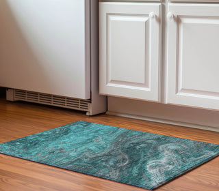 Piper Looms Mayfield Abstract AMF599 Teal Machine Washable Area Rug Scatter Lifestyle Image Feature