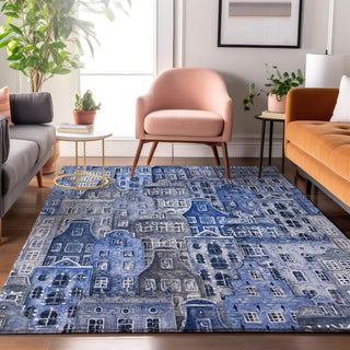 Piper Looms Mayfield Novelty AMF600 Blue Machine Washable Area Rug Lifestyle Image Feature