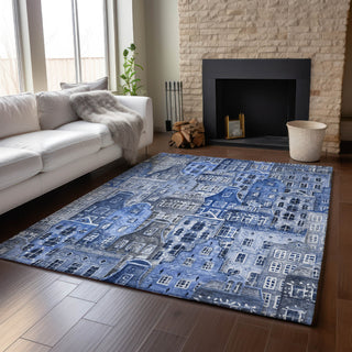 Piper Looms Mayfield Novelty AMF600 Blue Machine Washable Area Rug Lifestyle Image Feature