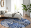 Piper Looms Mayfield Novelty AMF600 Blue Machine Washable Area Rug Round Lifestyle Image Feature