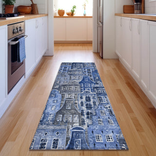 Piper Looms Mayfield Novelty AMF600 Blue Machine Washable Area Rug Runner Lifestyle Image Feature