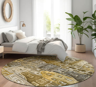 Piper Looms Mayfield Novelty AMF600 Brown Machine Washable Area Rug Round Lifestyle Image Feature