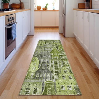 Piper Looms Mayfield Novelty AMF600 Green Machine Washable Area Rug Runner Lifestyle Image Feature
